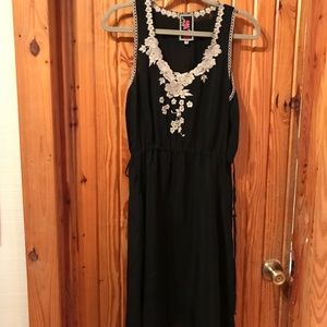 Johnny Was Black dress with tan flower appliqué